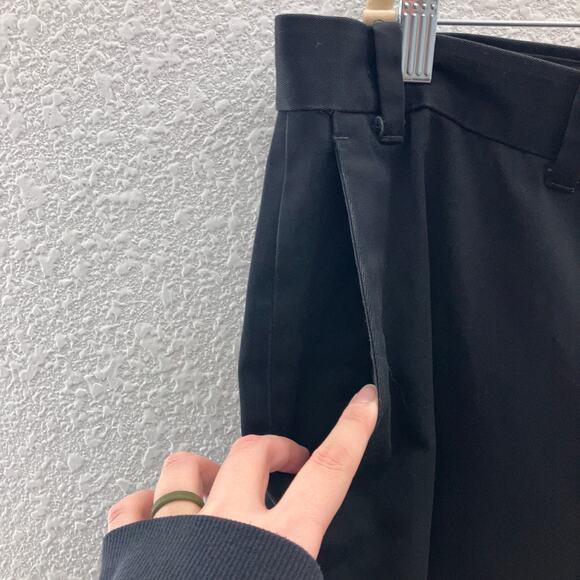 Perry Ellis Cotton Black Flat Front Pockets Zip Hook Eye Tailored Fit Chino Pant - Picture 9 of 9